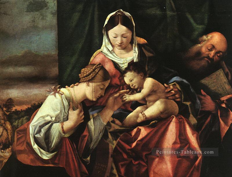Le Mariage Mystique de Sainte Catherine Renaissance Lorenzo Lotto Peintures à l'huile